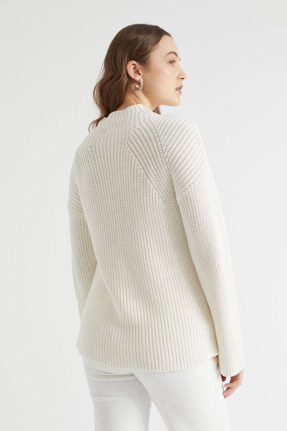 Rib Side Split Sweater  Cloud Cream  hi-res