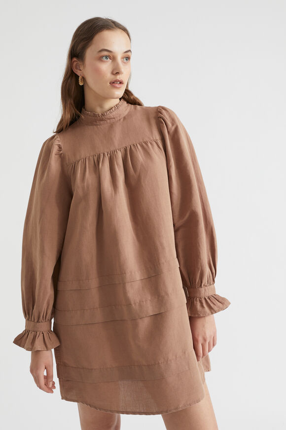 Frill Detail Mini Dress  Chocolate Malt  hi-res