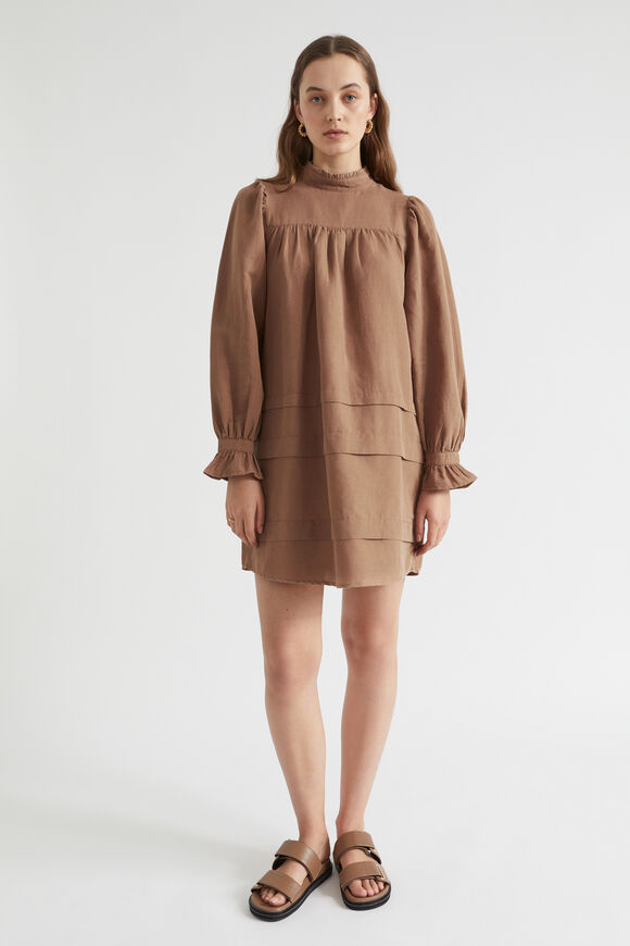 Frill Detail Mini Dress  Chocolate Malt  hi-res