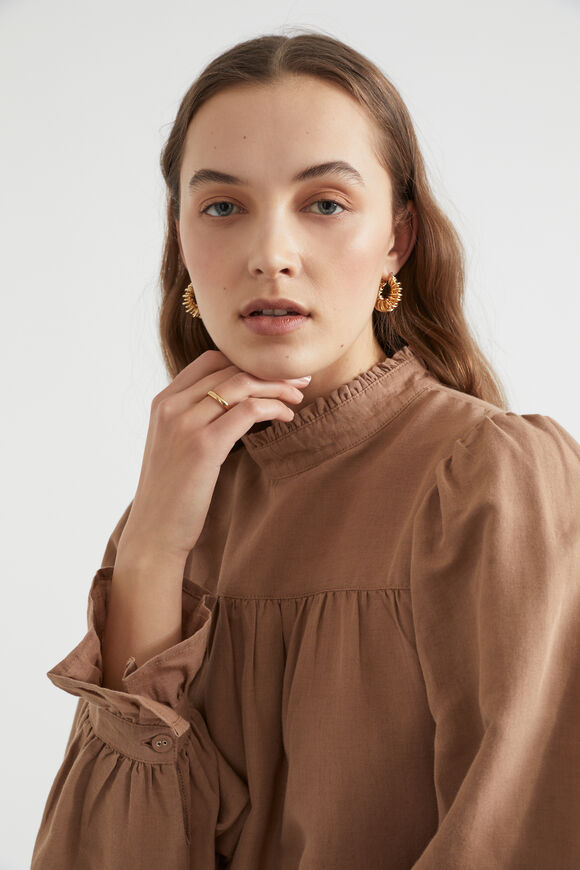 Frill Detail Mini Dress  Chocolate Malt  hi-res