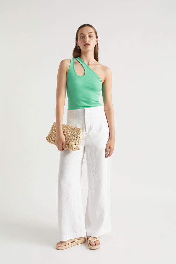 One Shoulder Cut Out Tank  Jade Green  hi-res