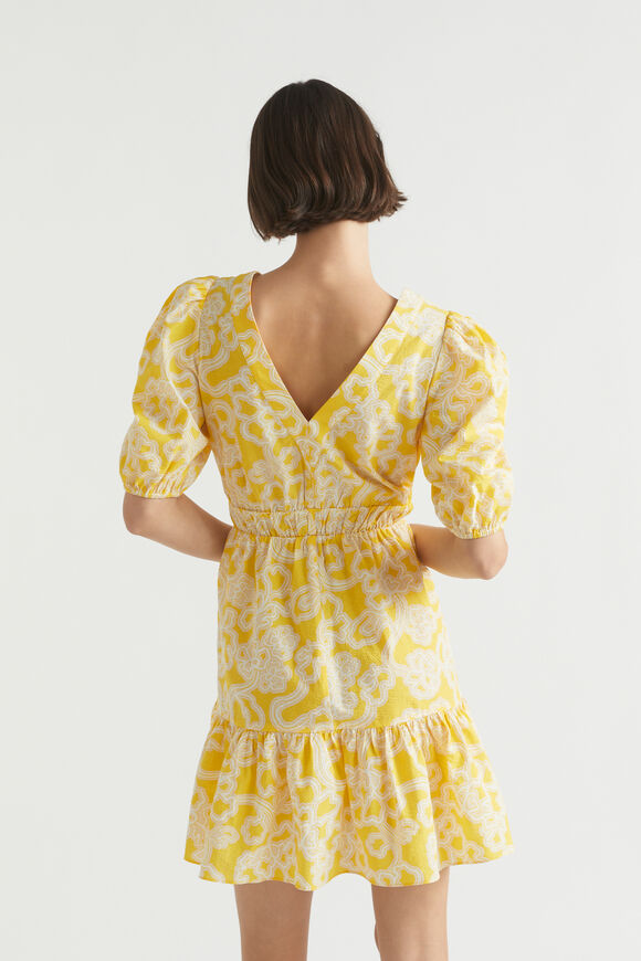 Floral Ruffle Mini Dress  Gold Amber Floral  hi-res