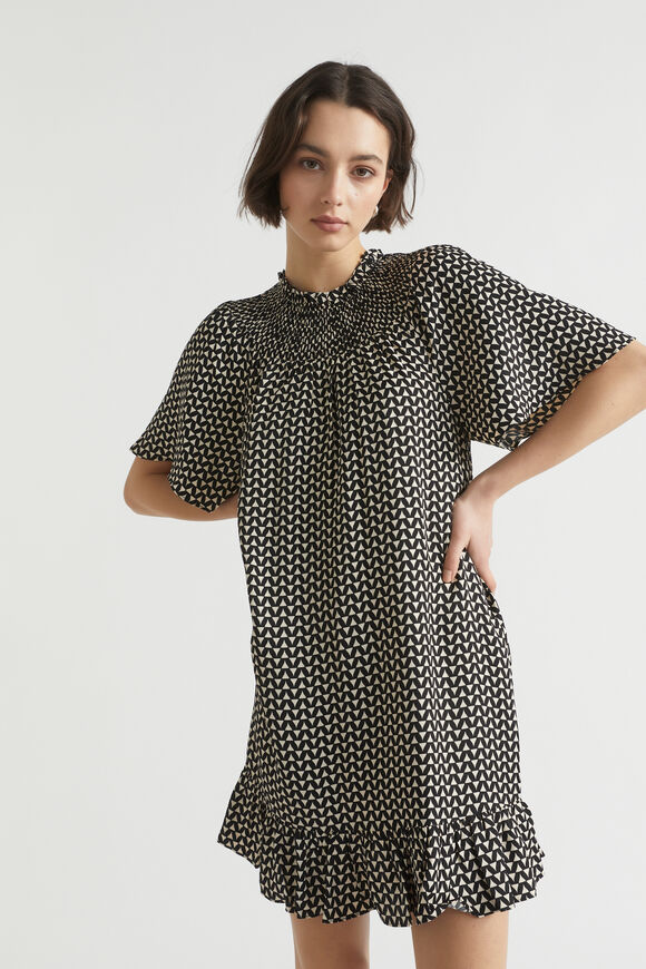 Geo Twill Shirred Mini Dress  Mini Geo  hi-res