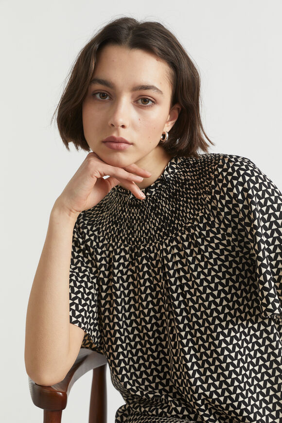 Geo Twill Shirred Mini Dress  Mini Geo  hi-res