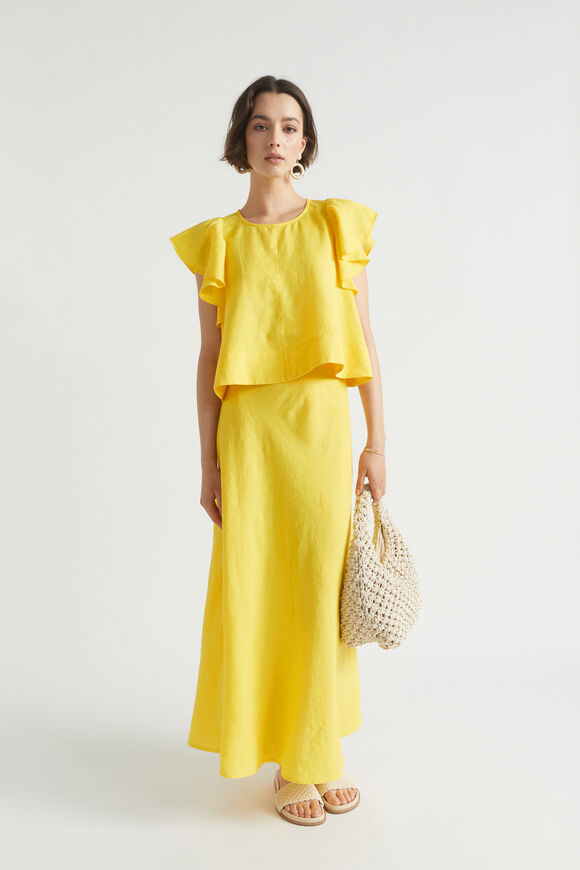 Linen Maxi Slip Skirt  Gold Amber  hi-res