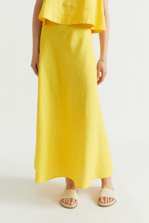 Linen Maxi Slip Skirt  Gold Amber  hi-res