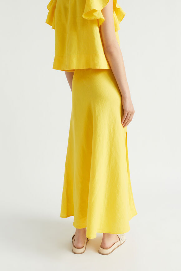 Linen Maxi Slip Skirt  Gold Amber  hi-res