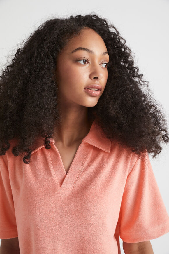 Terry Collar Top  Papaya  hi-res