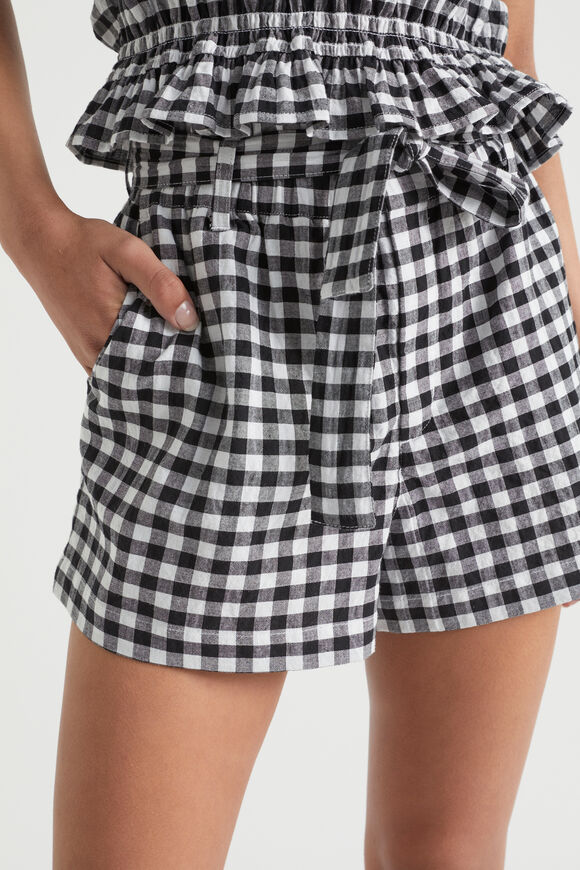 Gingham Tie-Waist Short  Black  hi-res