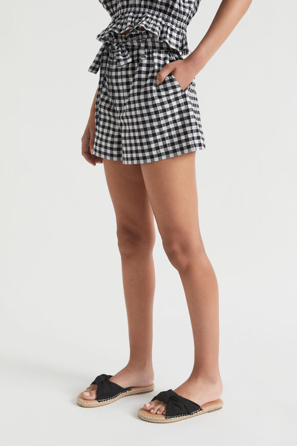 Gingham Tie-Waist Short  Black  hi-res