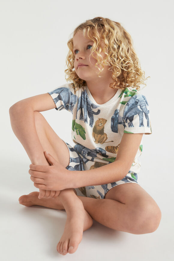 Safari Animal Pyjama  Oat Marle  hi-res