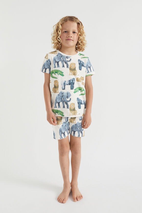 Safari Animal Pyjama  Oat Marle  hi-res