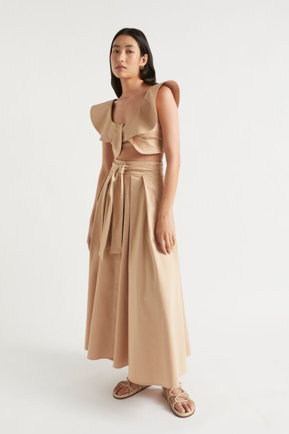 Tailored Maxi Tie Skirt  Light Chestnut  hi-res