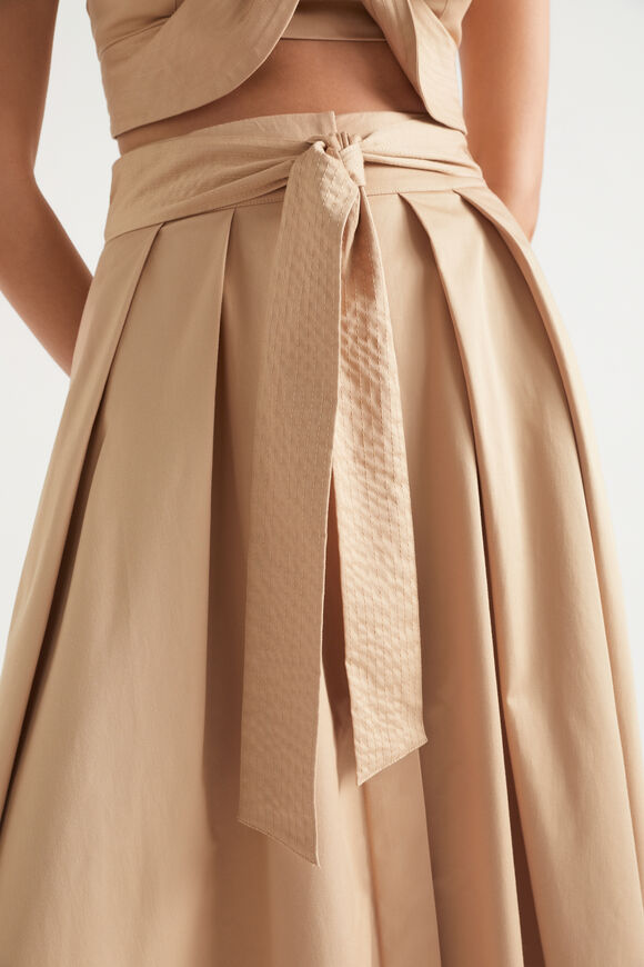 Tailored Maxi Tie Skirt  Light Chestnut  hi-res
