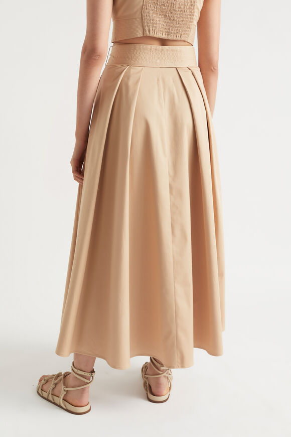 Tailored Maxi Tie Skirt  Light Chestnut  hi-res