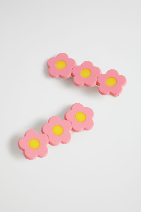 Three Daisy Clips  Candy Pink  hi-res