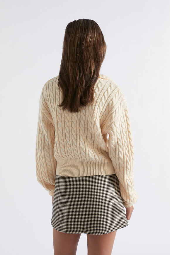 Cable Collar Knit  Chai  hi-res