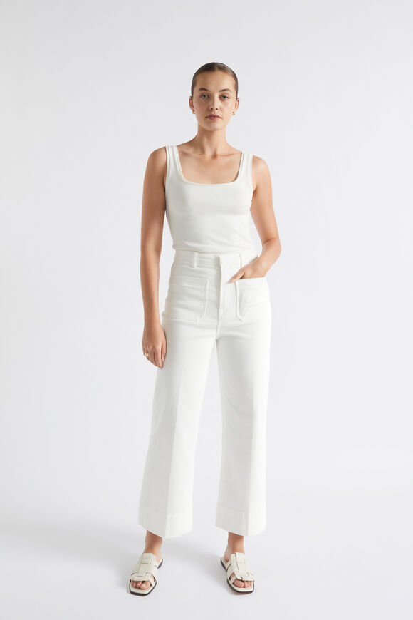 Square Neck Rib Tank  Cloud Cream  hi-res