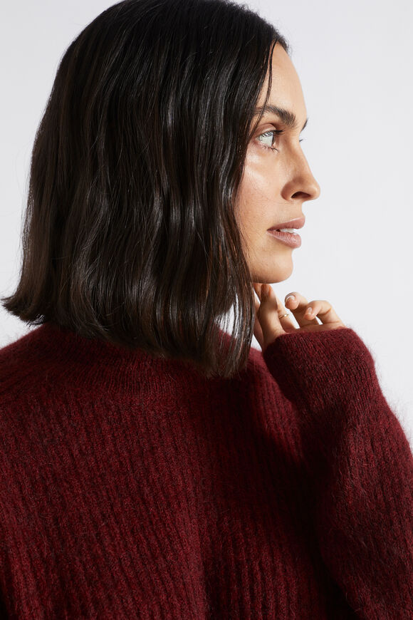 Mohair Blend Rib Knit  Sangria Marle  hi-res