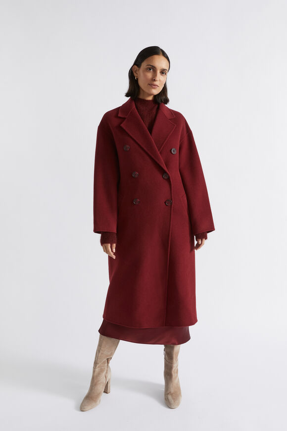 Wool Blend Man Style Coat  Sangria  hi-res