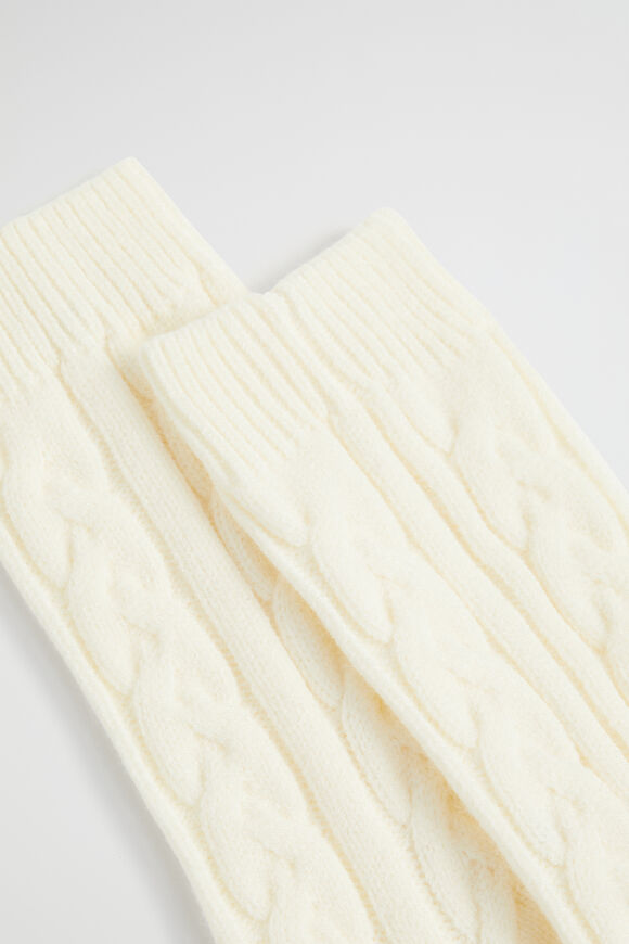 Cable Knit Bed Sock  Cream  hi-res
