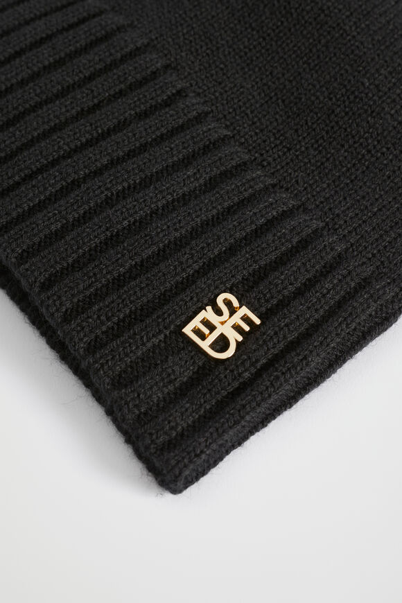 Logo Detail Wool Beanie  Black  hi-res