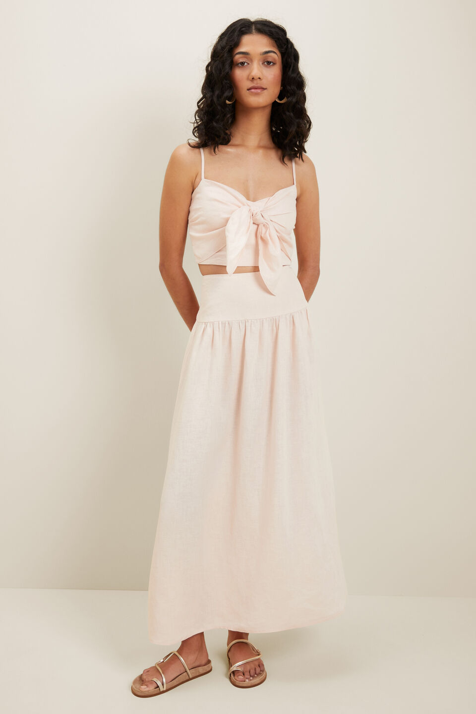 Linen Knot Front Top  Pale Blossom