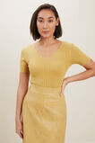Rib V Neck Top  Fawn  hi-res