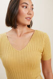Rib V Neck Top  Fawn  hi-res