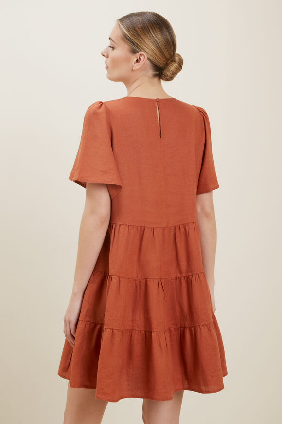 Core Linen Tiered Dress  Earth Red  hi-res