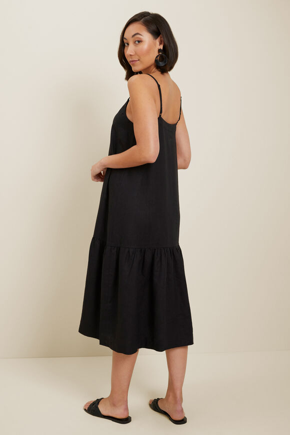 Core Linen Full Hem Midi Dress  Black  hi-res