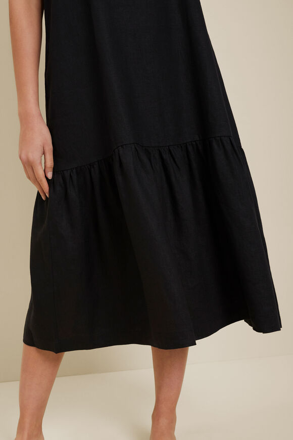 Core Linen Full Hem Midi Dress  Black  hi-res