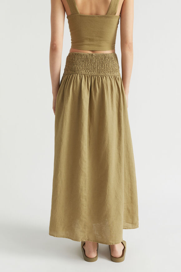Core Linen Gathered Maxi Skirt  Deep Bronze  hi-res
