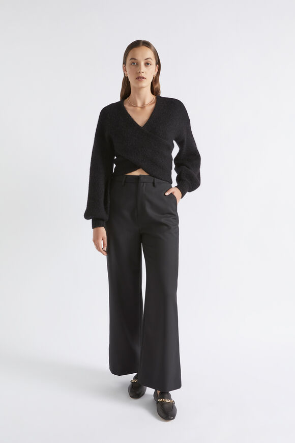 Wool Blend Wrap Sweater  Black  hi-res