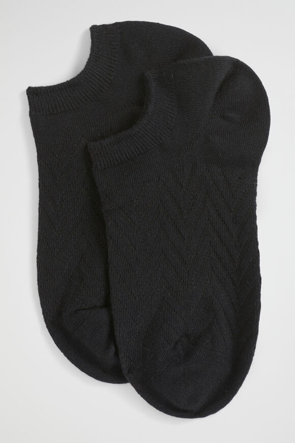 Chevron Knit Sneaker Sock  Black  hi-res