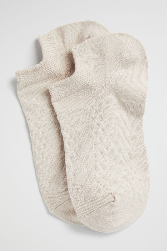 Chevron Knit Sneaker Sock  Soft Mink  hi-res