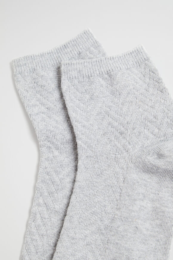 Chevron Knit Quarter Crew Sock  Grey Marle  hi-res