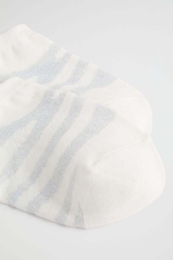 Zebra Sneaker Sock  White Silver  hi-res