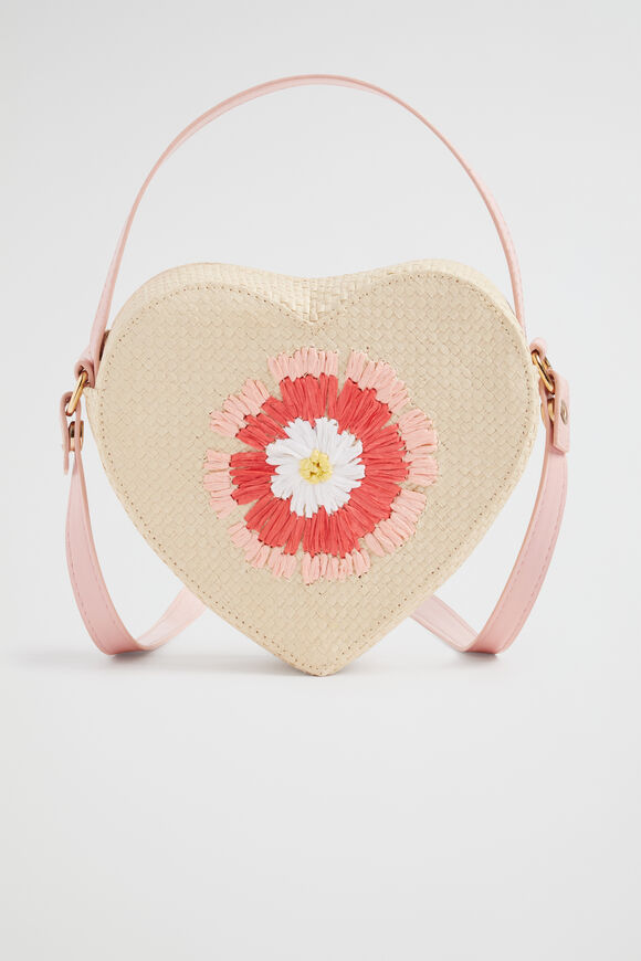 Paper Straw Heart Bag  Multi  hi-res