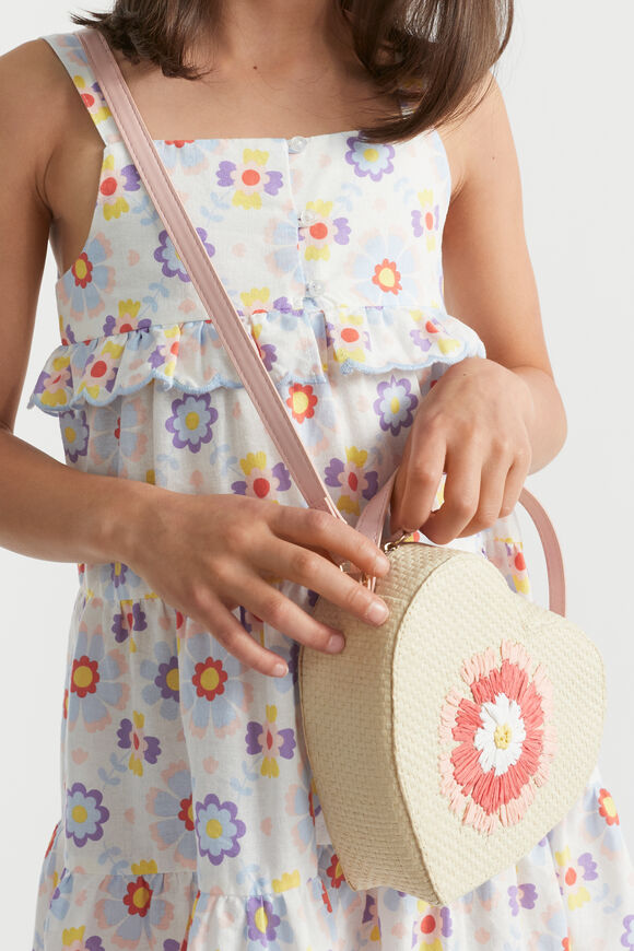 Paper Straw Heart Bag  Multi  hi-res