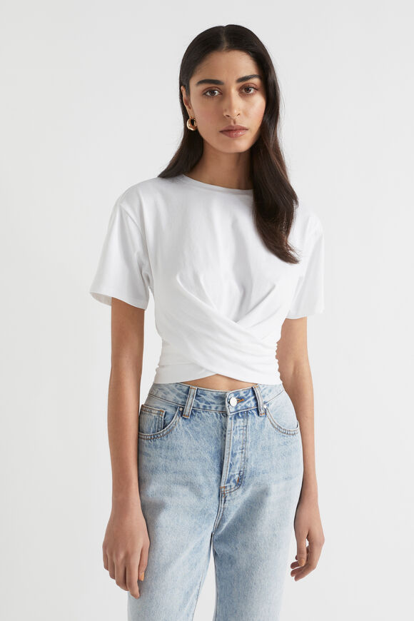Twist Front Cut Out Tee  Whisper White  hi-res
