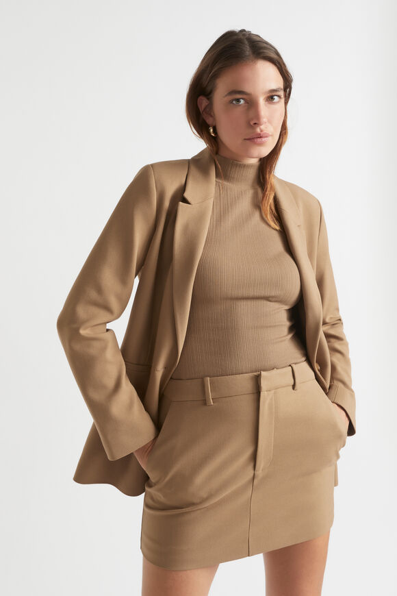 Mock Neck Rib Top  Deep Brass  hi-res