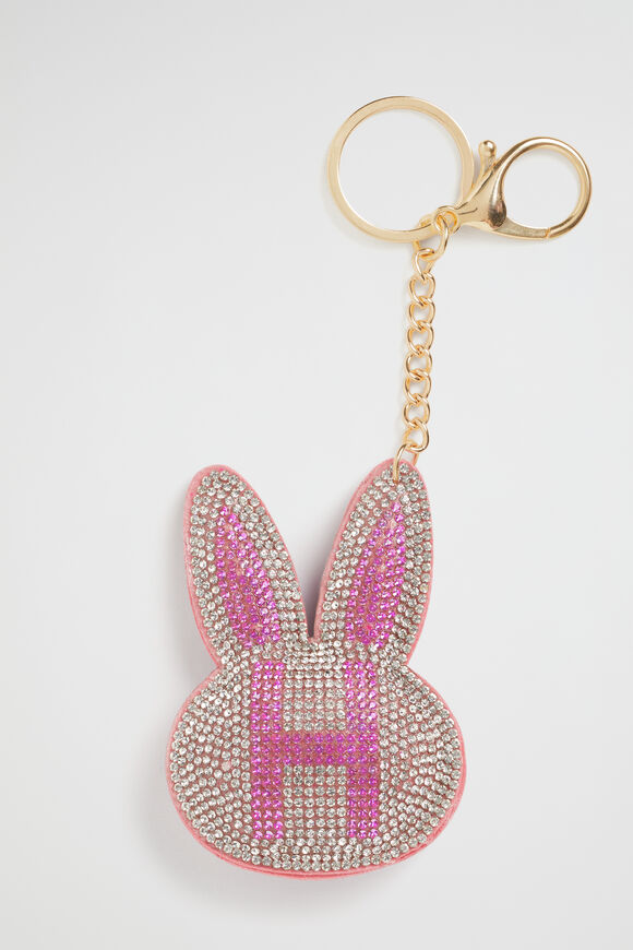 Bunny Initial Keyring  H  hi-res
