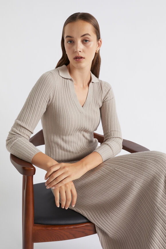 Relaxed Polo Knit Dress  Light Storm  hi-res