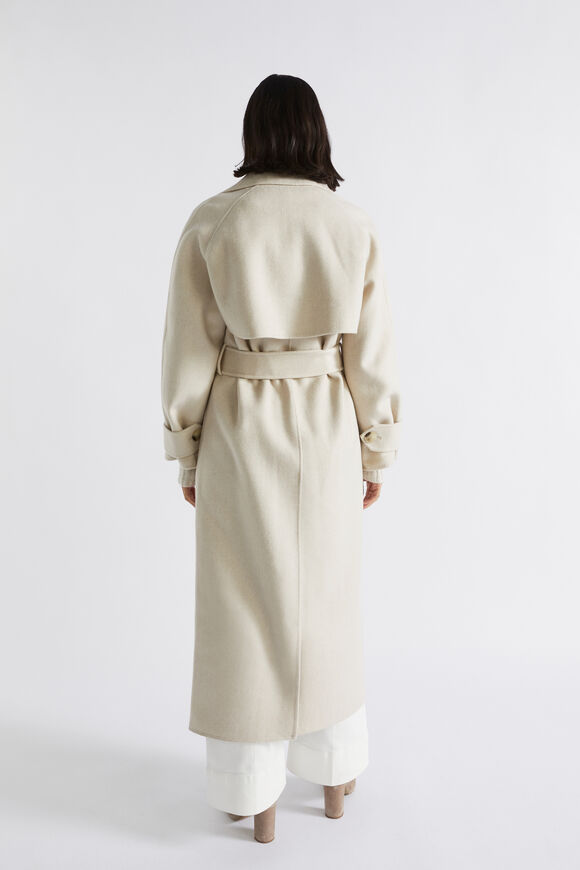 Wool Blend Trench Style Coat  Oat Marle  hi-res