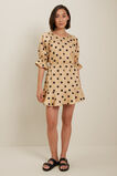 Spot Linen Puff Sleeve Blouse  Neutral Sand Spot  hi-res