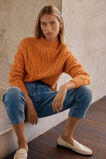 Cable Panelled Yoke Sweater  Dark Apricot  hi-res