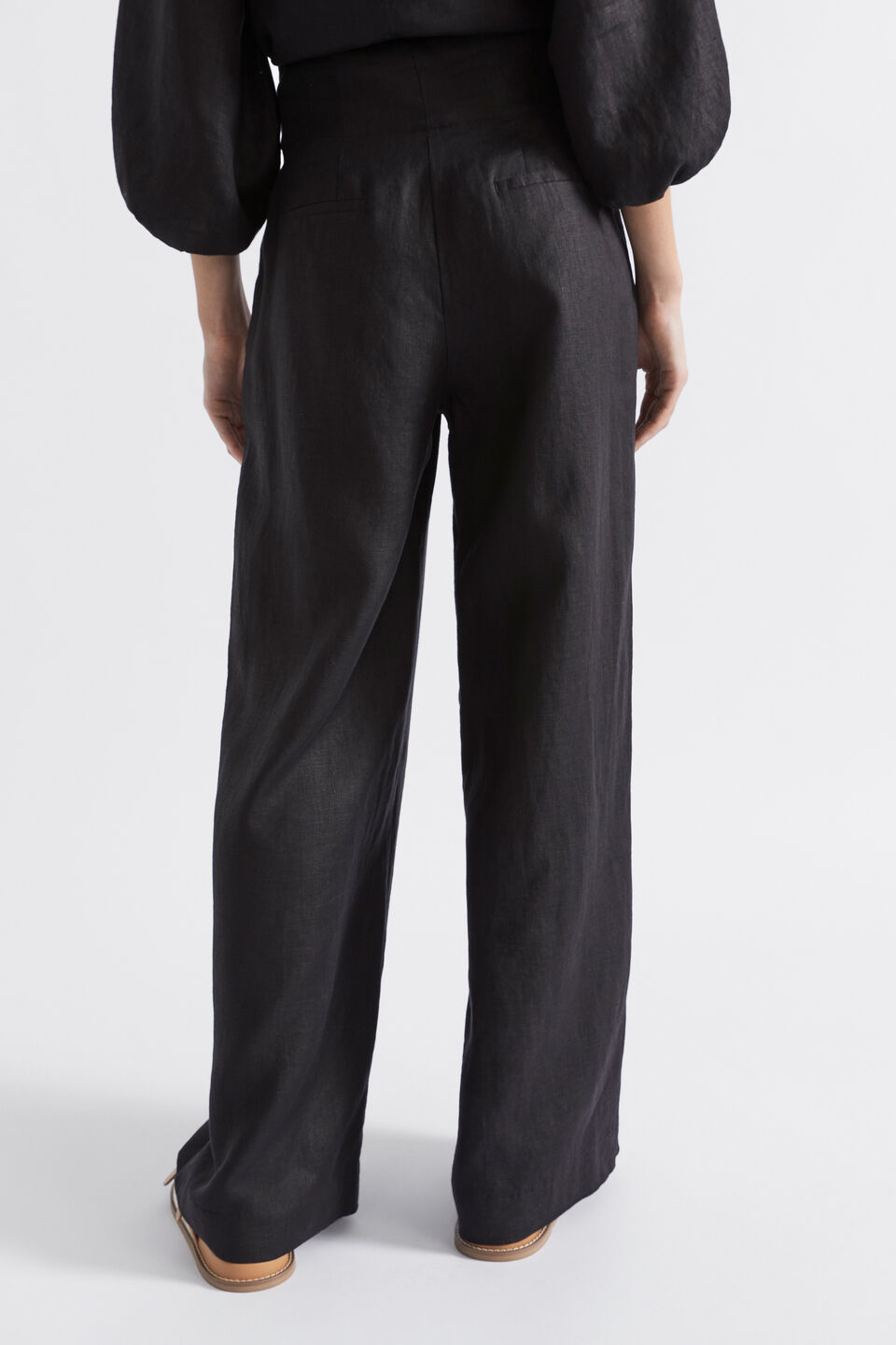 Core Linen Waisted Pant  Black