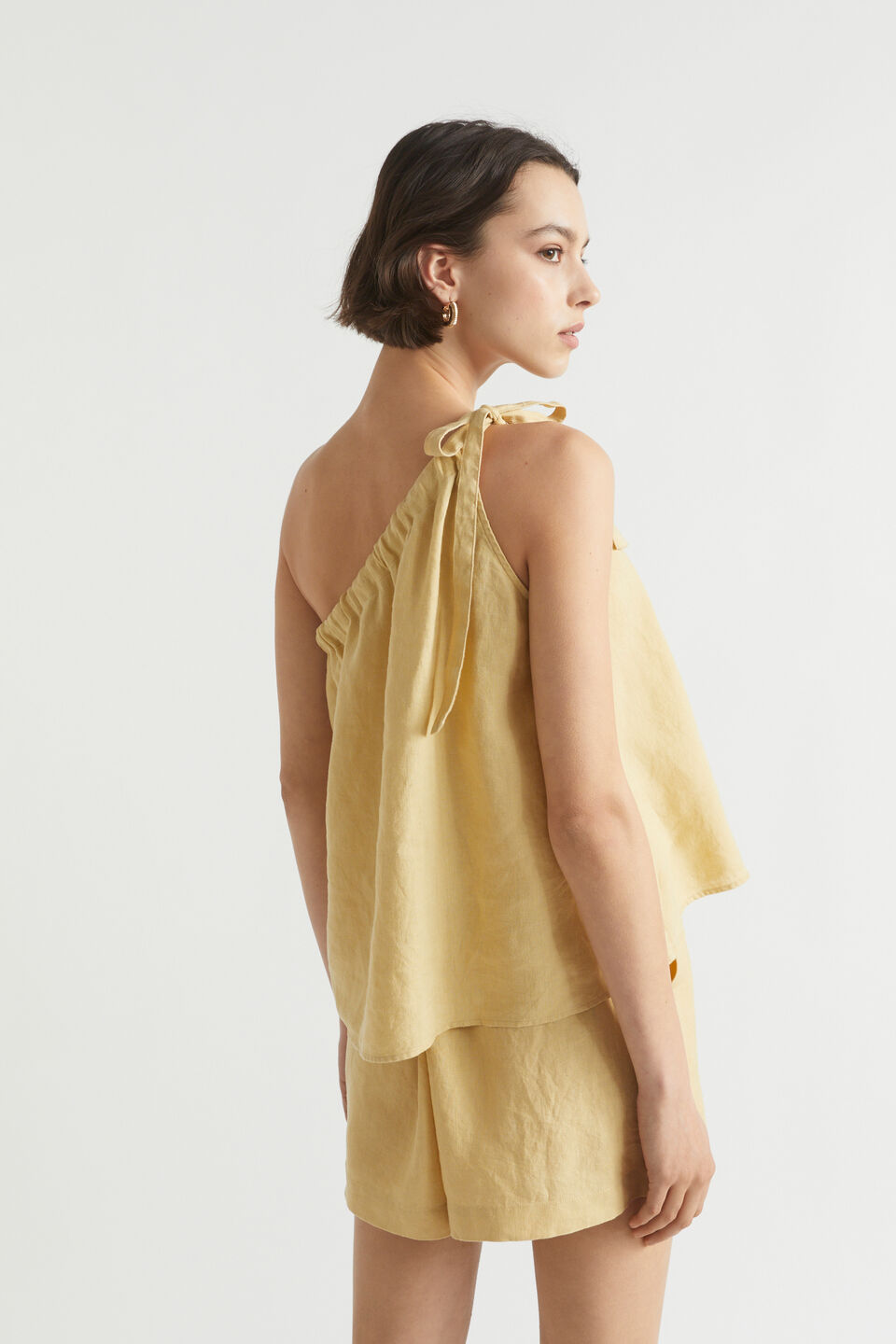 Linen One Shoulder Camisole  Shortbread