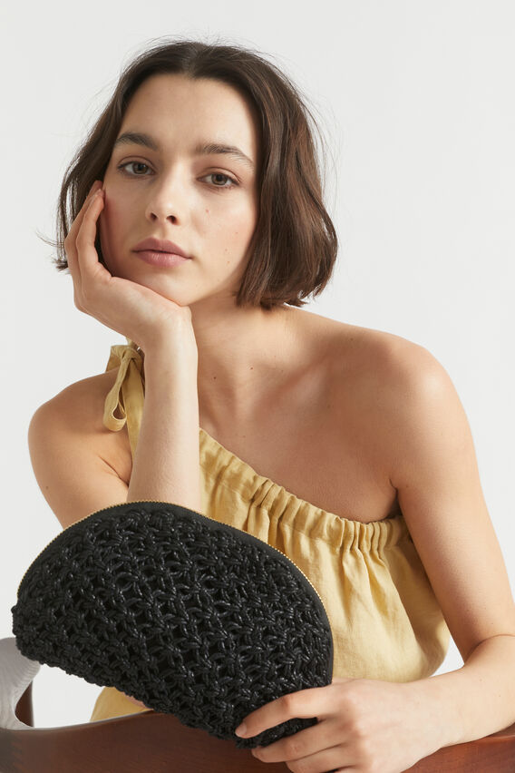 Crochet Rope Pouch  Black  hi-res